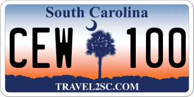 SC license plate CEW100