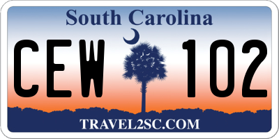 SC license plate CEW102