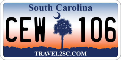 SC license plate CEW106