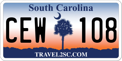 SC license plate CEW108