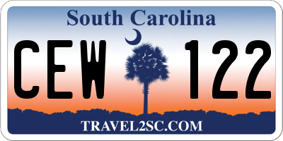 SC license plate CEW122