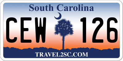 SC license plate CEW126