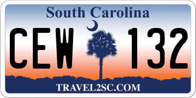 SC license plate CEW132