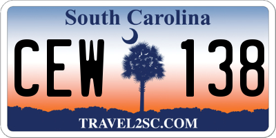 SC license plate CEW138