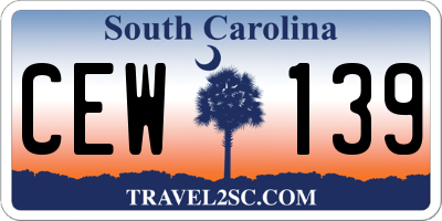 SC license plate CEW139