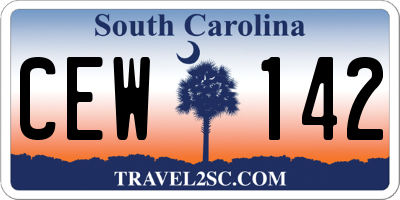 SC license plate CEW142