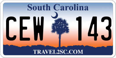 SC license plate CEW143