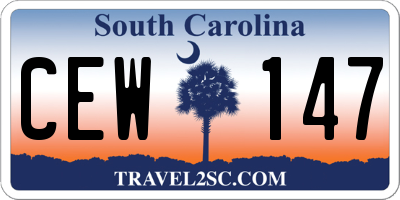 SC license plate CEW147