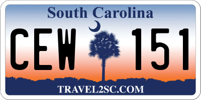 SC license plate CEW151