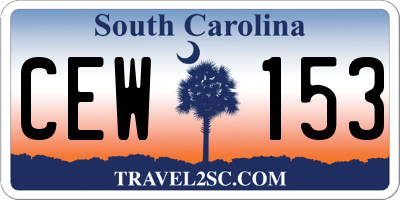SC license plate CEW153