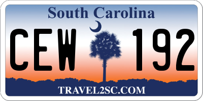 SC license plate CEW192