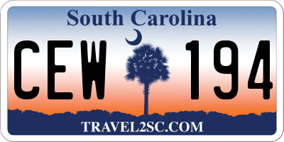 SC license plate CEW194