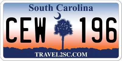 SC license plate CEW196