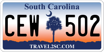 SC license plate CEW502