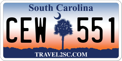 SC license plate CEW551