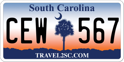 SC license plate CEW567