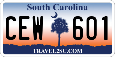 SC license plate CEW601