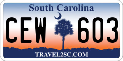 SC license plate CEW603