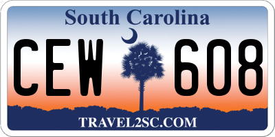 SC license plate CEW608