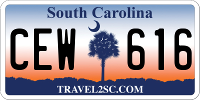 SC license plate CEW616