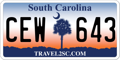 SC license plate CEW643