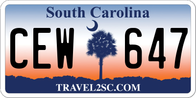 SC license plate CEW647
