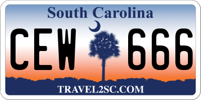 SC license plate CEW666