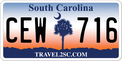 SC license plate CEW716