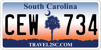 SC license plate CEW734