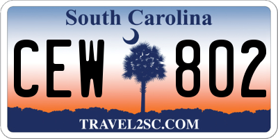 SC license plate CEW802