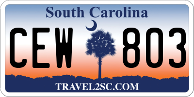 SC license plate CEW803