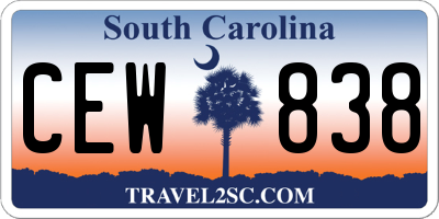 SC license plate CEW838
