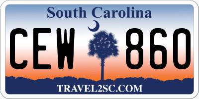 SC license plate CEW860