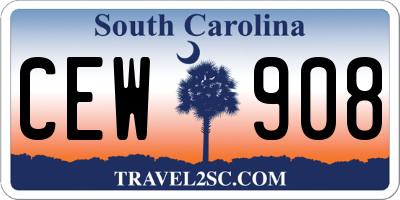 SC license plate CEW908