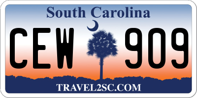 SC license plate CEW909