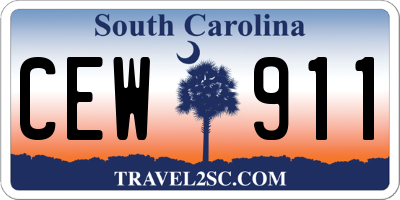 SC license plate CEW911