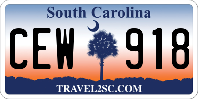 SC license plate CEW918