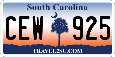 SC license plate CEW925