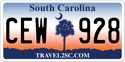 SC license plate CEW928