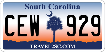 SC license plate CEW929