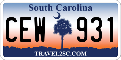 SC license plate CEW931