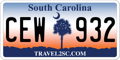 SC license plate CEW932