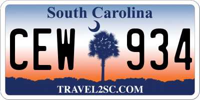 SC license plate CEW934