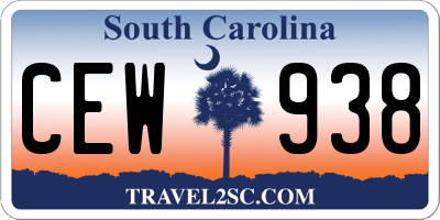 SC license plate CEW938