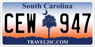 SC license plate CEW947