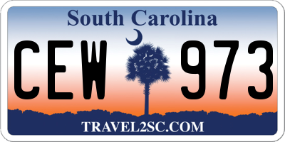 SC license plate CEW973