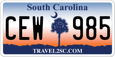 SC license plate CEW985