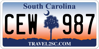 SC license plate CEW987