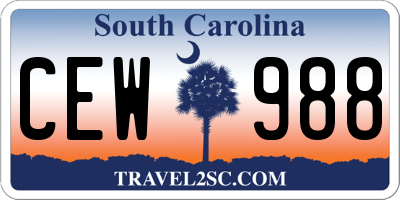 SC license plate CEW988