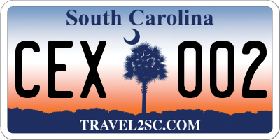SC license plate CEX002